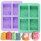 2 Pcs Flower Soap Molds Silicone-4 Cavities Rectangle Soap Mold 3oz,Flower Shapes Silicone Molds for Soap Bath Bombs Shower Steamer Lotion Bars